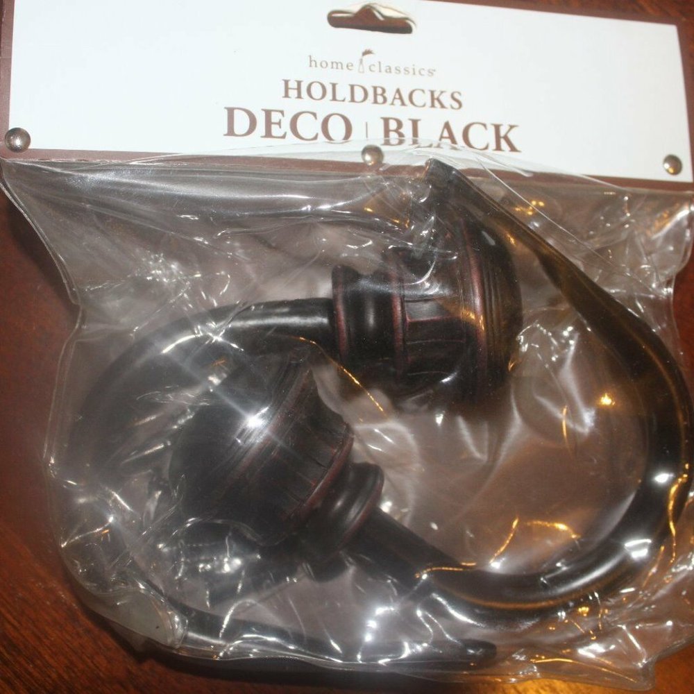 Home Classics Bristol Antique Drapery Holdback Deco Black NEW In Package